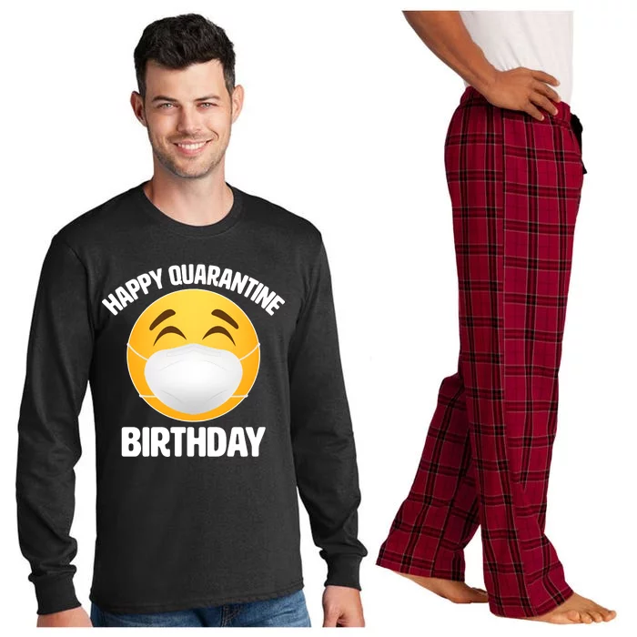 Happy Quarantine Birthday Smiley Emoji Long Sleeve Pajama Set