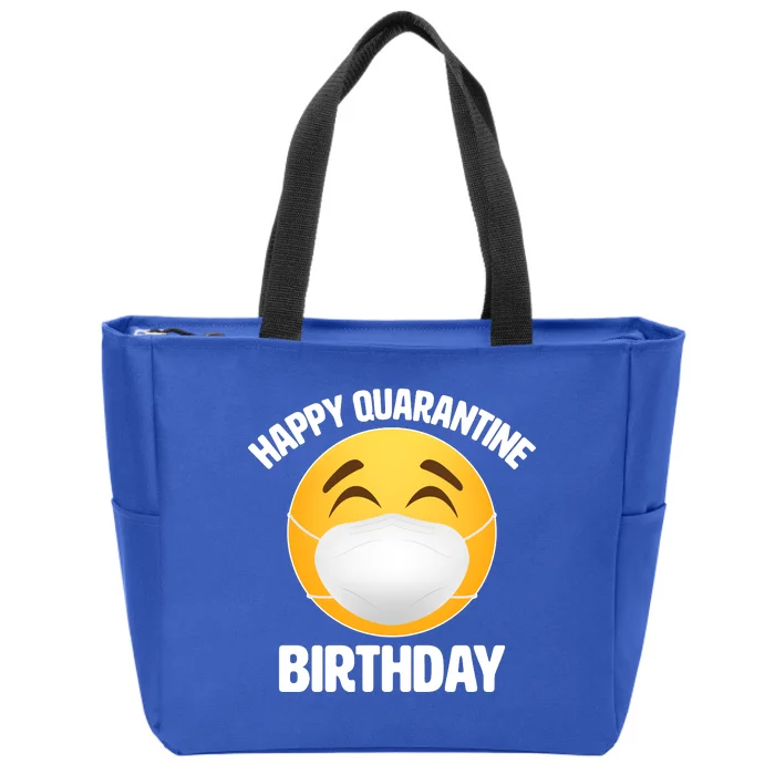 Happy Quarantine Birthday Smiley Emoji Zip Tote Bag