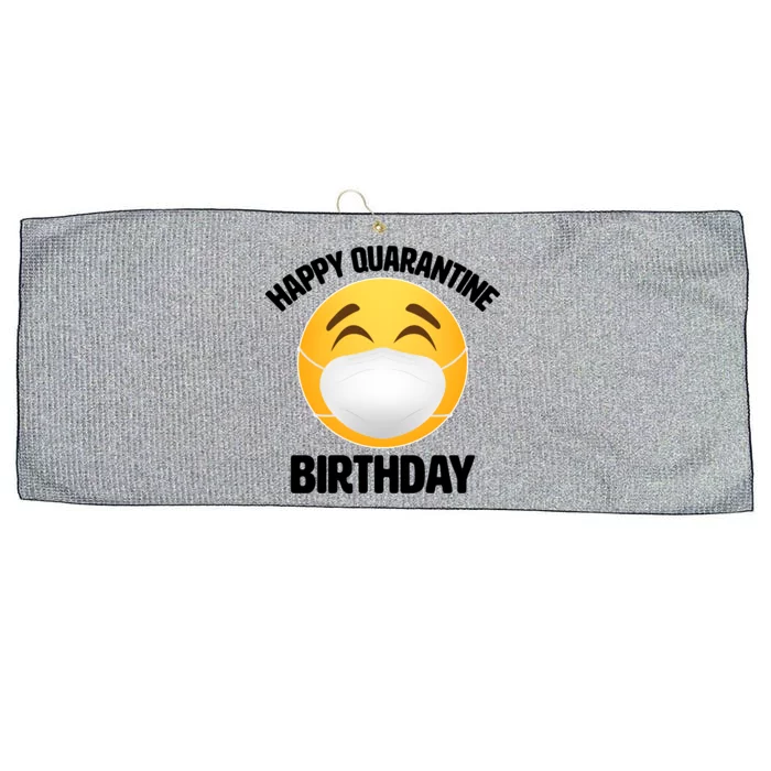 Happy Quarantine Birthday Smiley Emoji Large Microfiber Waffle Golf Towel