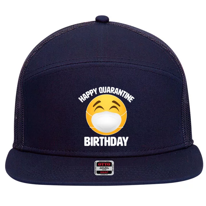 Happy Quarantine Birthday Smiley Emoji 7 Panel Mesh Trucker Snapback Hat