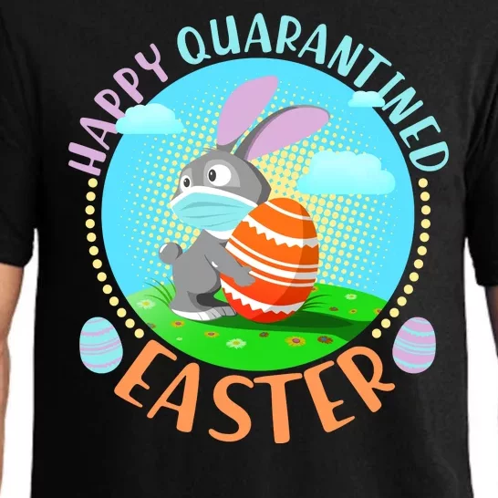 Happy Quarantined Easter Bunny With Mask And Egg Pajama Set