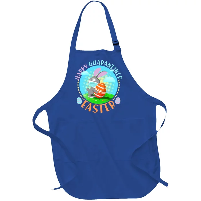 Happy Quarantined Easter Bunny With Mask And Egg Full-Length Apron With Pocket