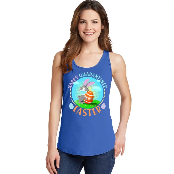 Happy Quarantined Easter Bunny With Mask And Egg Ladies Essential Tank