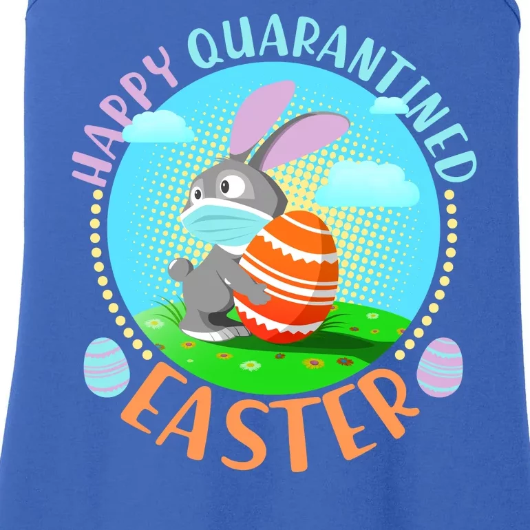 Happy Quarantined Easter Bunny With Mask And Egg Ladies Essential Tank