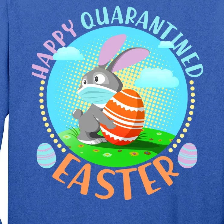 Happy Quarantined Easter Bunny With Mask And Egg Tall Long Sleeve T-Shirt