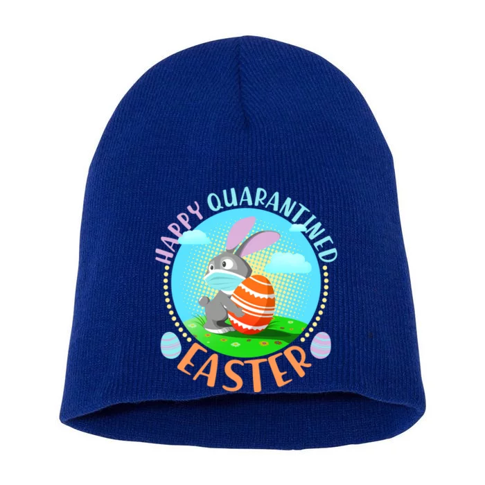 Happy Quarantined Easter Bunny With Mask And Egg Short Acrylic Beanie