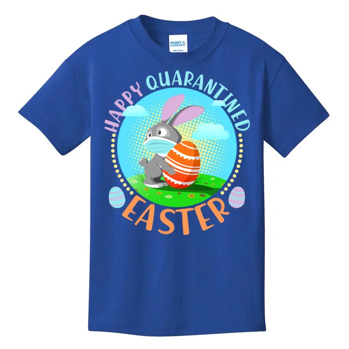 Happy Quarantined Easter Bunny With Mask And Egg Kids T-Shirt