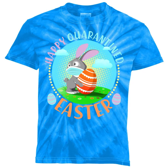 Happy Quarantined Easter Bunny With Mask And Egg Kids Tie-Dye T-Shirt