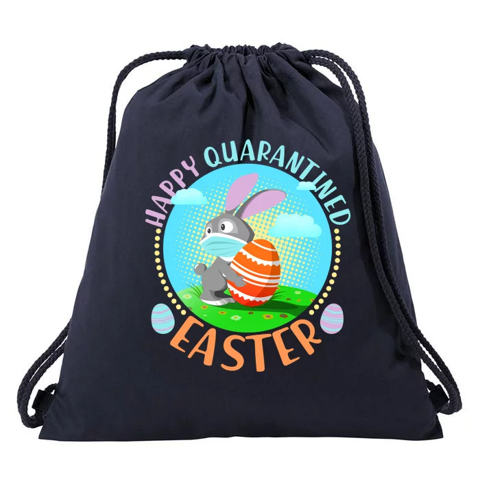 Happy Quarantined Easter Bunny With Mask And Egg Drawstring Bag