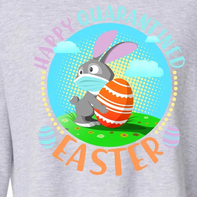 Happy Quarantined Easter Bunny With Mask And Egg Cropped Pullover Crew