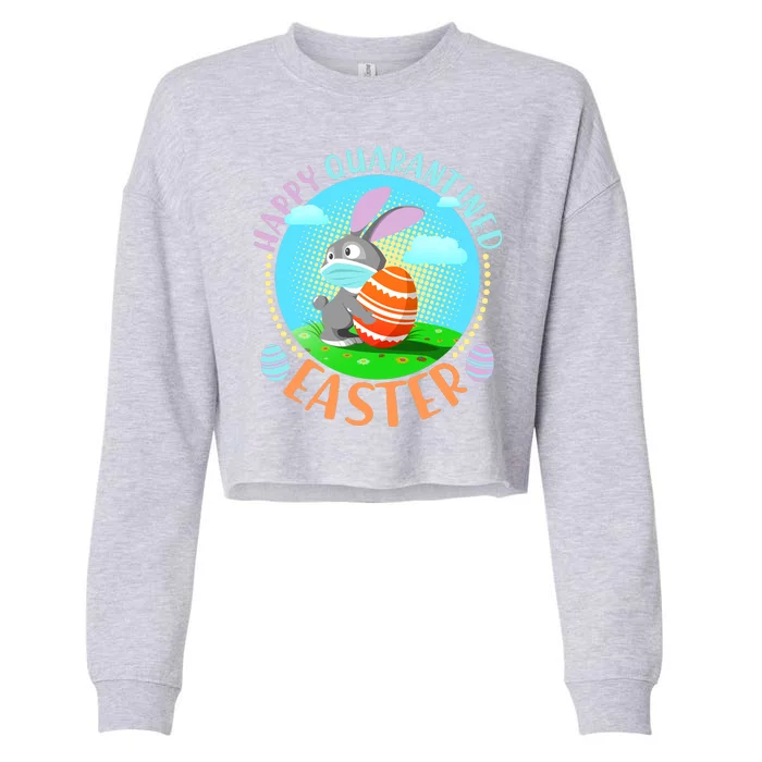 Happy Quarantined Easter Bunny With Mask And Egg Cropped Pullover Crew