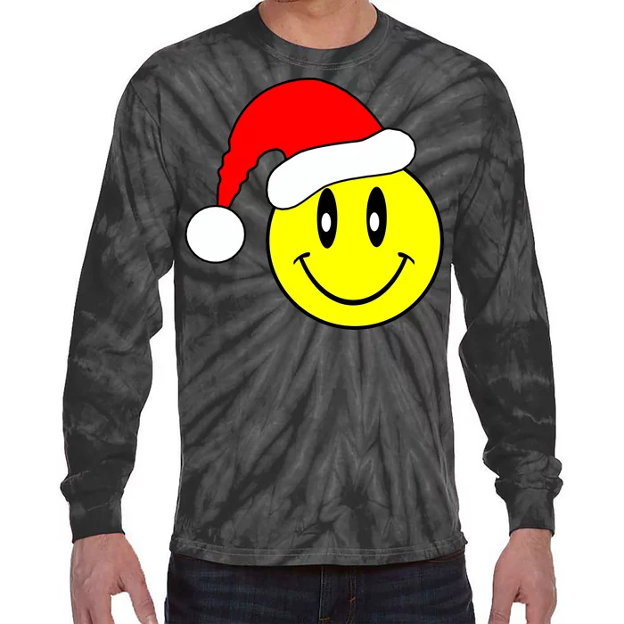 Happy Santa Smile Face Tie-Dye Long Sleeve Shirt