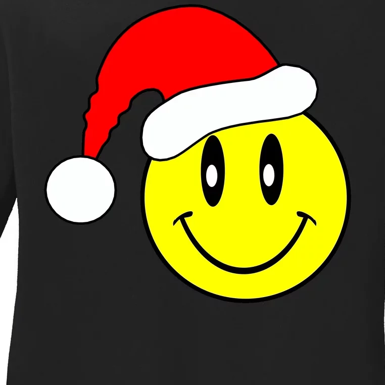 Happy Santa Smile Face Ladies Long Sleeve Shirt