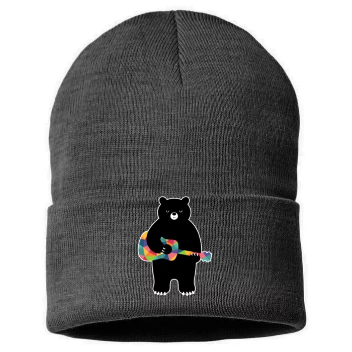 Happy Song Bear Guitar Sustainable Knit Beanie