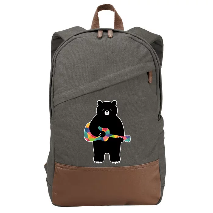 Happy Song Bear Guitar Cotton Canvas Backpack