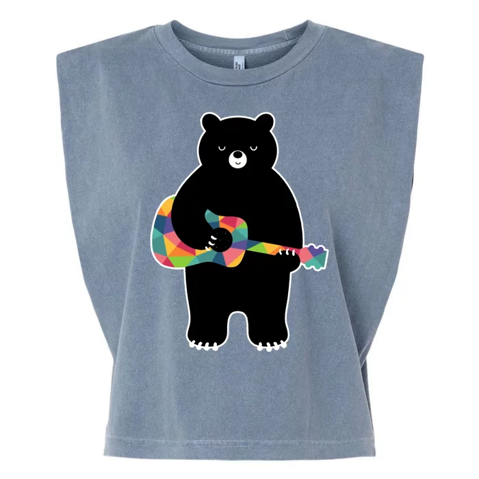 Happy Song Bear Guitar Garment-Dyed Women's Muscle Tee