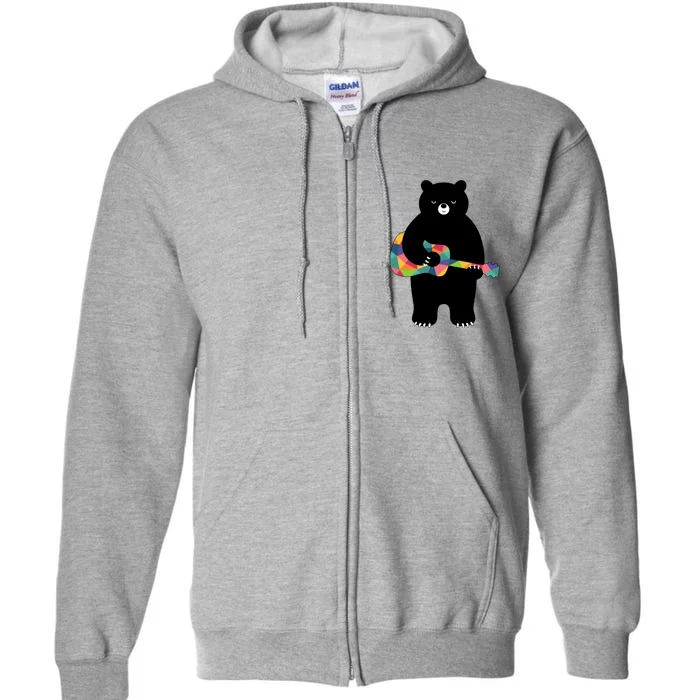 Happy Song Bear Guitar Full Zip Hoodie