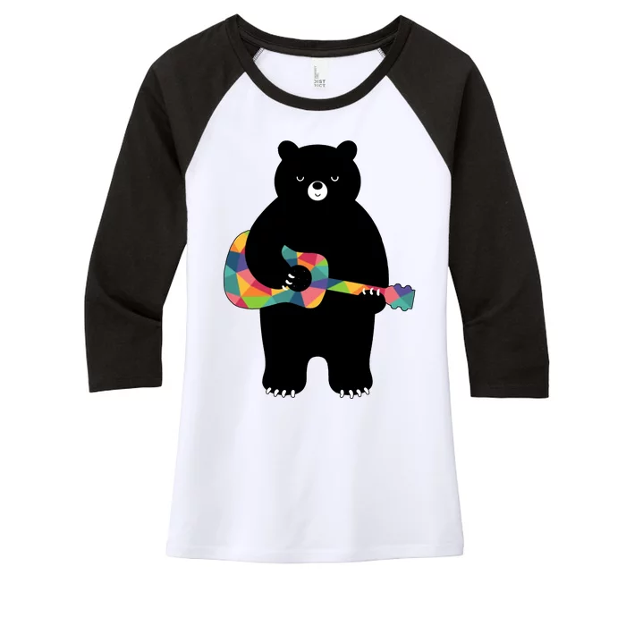 Happy Song Bear Guitar Women's Tri-Blend 3/4-Sleeve Raglan Shirt