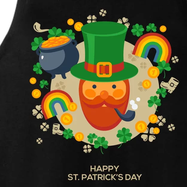 Happy St. Patrack's Day Leprechaun Smoking Pipe Ladies Tri-Blend Wicking Tank