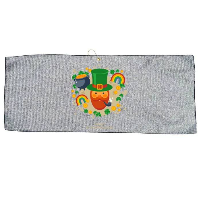 Happy St. Patrack's Day Leprechaun Smoking Pipe Large Microfiber Waffle Golf Towel