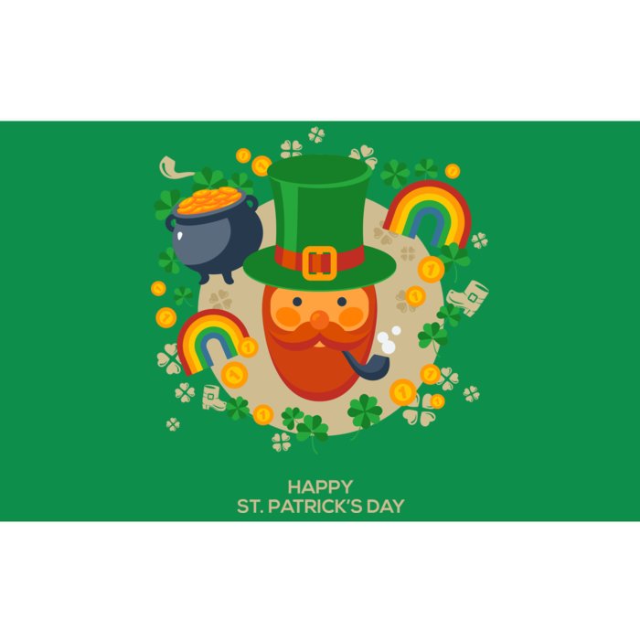 Happy St. Patrack's Day Leprechaun Smoking Pipe Bumper Sticker