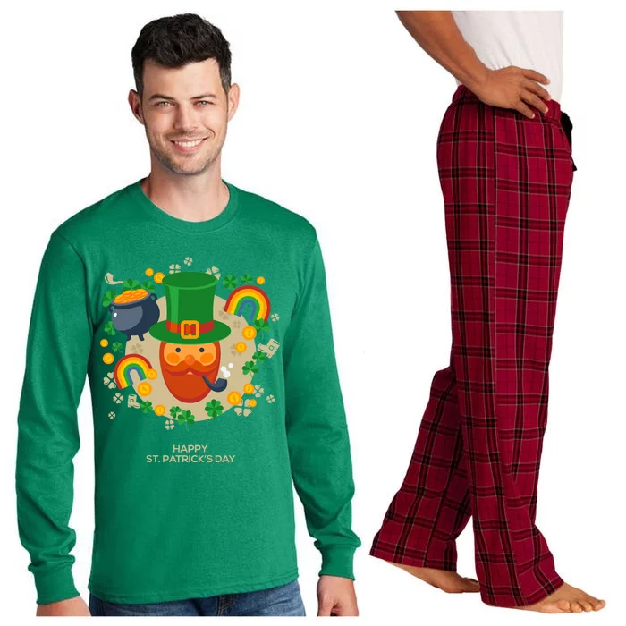 Happy St. Patrack's Day Leprechaun Smoking Pipe Long Sleeve Pajama Set