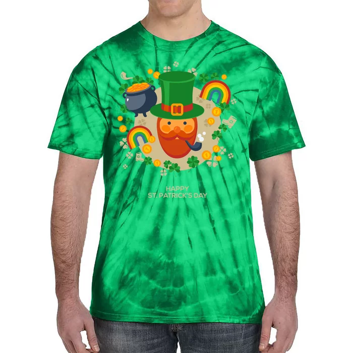 Happy St. Patrack's Day Leprechaun Smoking Pipe Tie-Dye T-Shirt