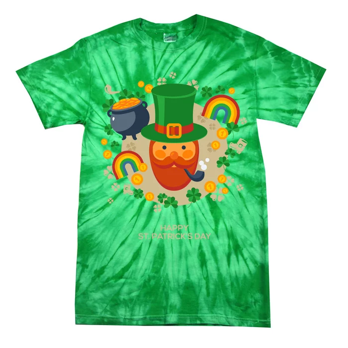 Happy St. Patrack's Day Leprechaun Smoking Pipe Tie-Dye T-Shirt