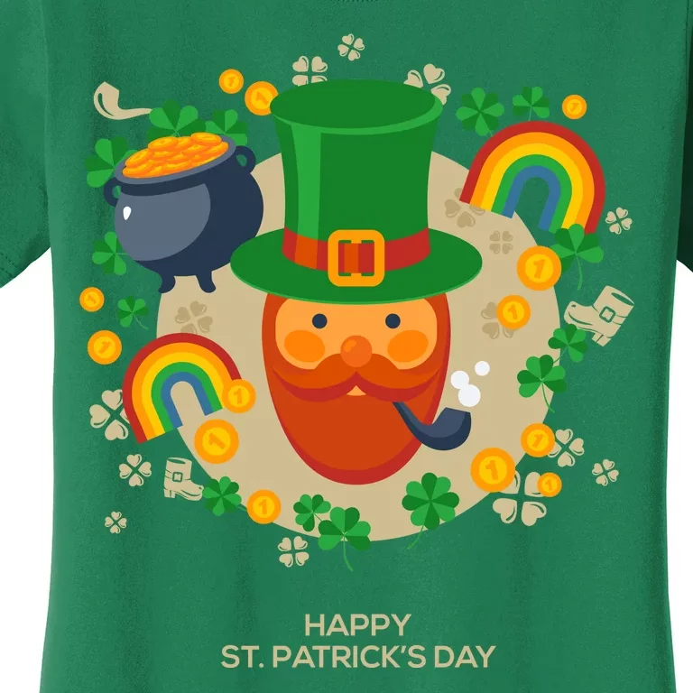 Happy St. Patrack's Day Leprechaun Smoking Pipe Women's T-Shirt