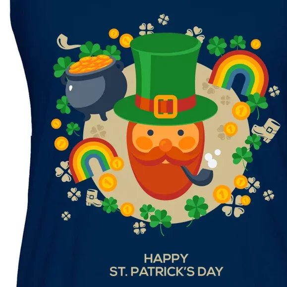 Happy St. Patrack's Day Leprechaun Smoking Pipe Ladies Essential Flowy Tank