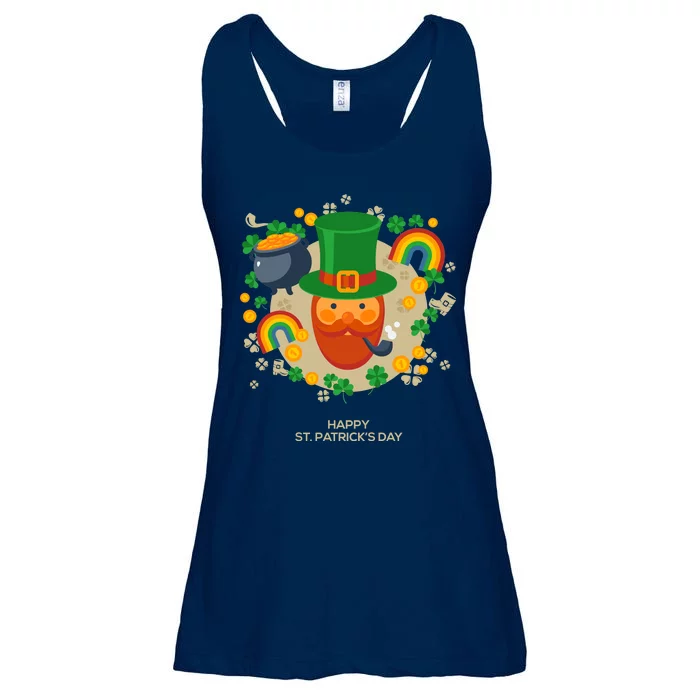 Happy St. Patrack's Day Leprechaun Smoking Pipe Ladies Essential Flowy Tank