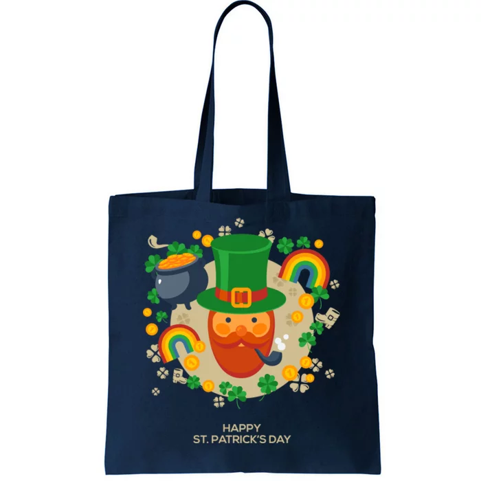 Happy St. Patrack's Day Leprechaun Smoking Pipe Tote Bag