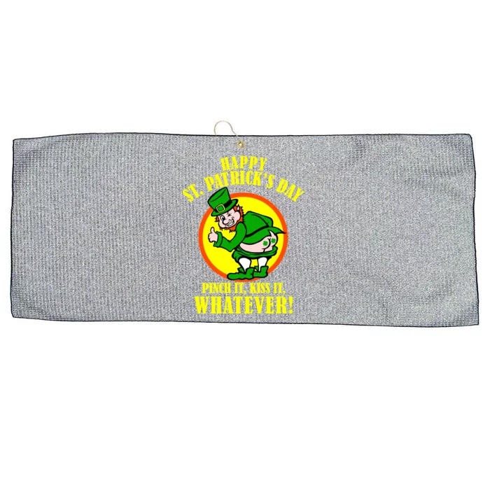 Happy St. Patrick's Day Pinch It, Kiss It, Whatever! Funny Irish Leprechaun Large Microfiber Waffle Golf Towel