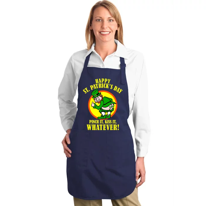 Happy St. Patrick's Day Pinch It, Kiss It, Whatever! Funny Irish Leprechaun Full-Length Apron With Pocket