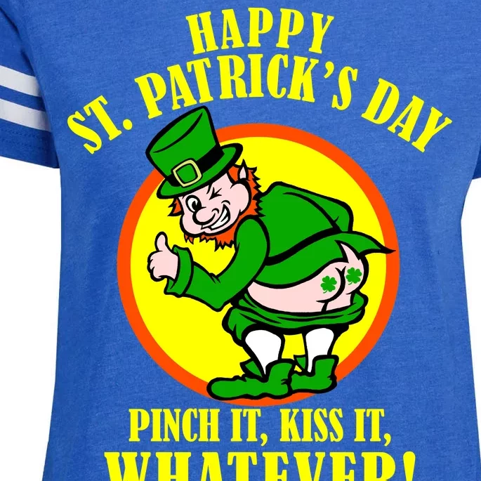 Happy St. Patrick's Day Pinch It, Kiss It, Whatever! Funny Irish Leprechaun Enza Ladies Jersey Football T-Shirt