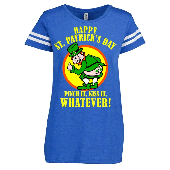 Happy St. Patrick's Day Pinch It, Kiss It, Whatever! Funny Irish Leprechaun Enza Ladies Jersey Football T-Shirt