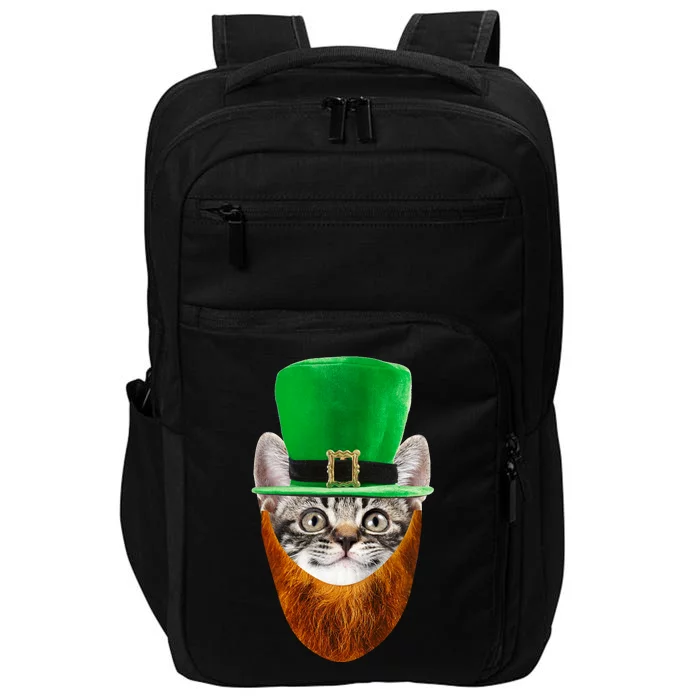 Happy St Catrick's Day Funny Cat Ginger Beard St Patrick's Day Impact Tech Backpack