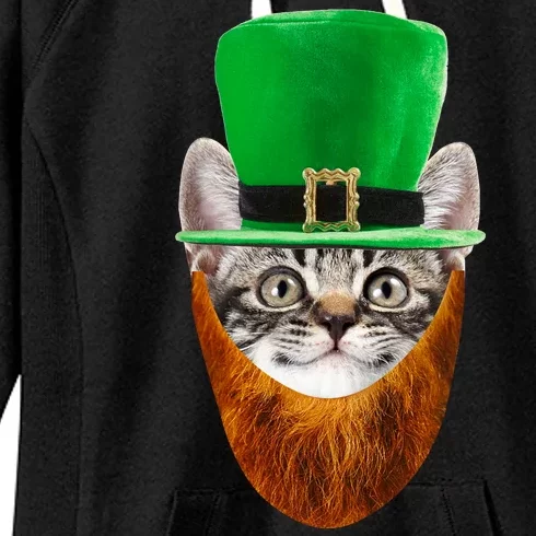 Happy St Catrick's Day Funny Cat Ginger Beard St Patrick's Day Women's Fleece Hoodie