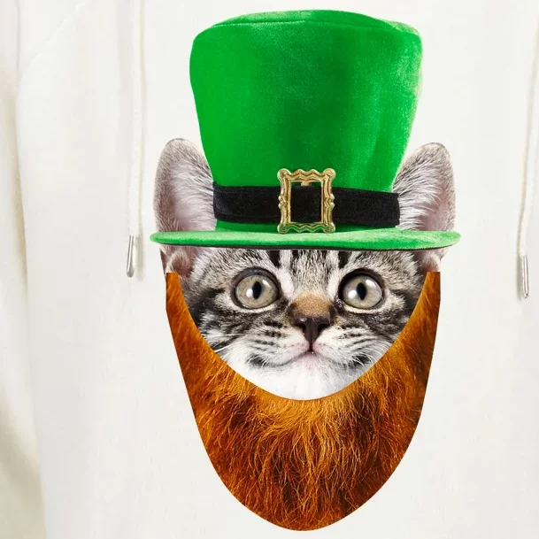 Happy St Catrick's Day Funny Cat Ginger Beard St Patrick's Day Womens Funnel Neck Pullover Hood