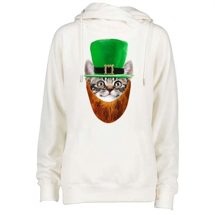 Happy St Catrick's Day Funny Cat Ginger Beard St Patrick's Day Womens Funnel Neck Pullover Hood