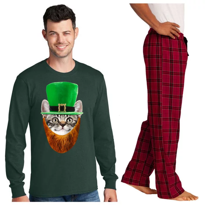 Happy St Catrick's Day Funny Cat Ginger Beard St Patrick's Day Long Sleeve Pajama Set