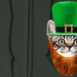 Happy St Catrick's Day Funny Cat Ginger Beard St Patrick's Day Full Zip Hoodie