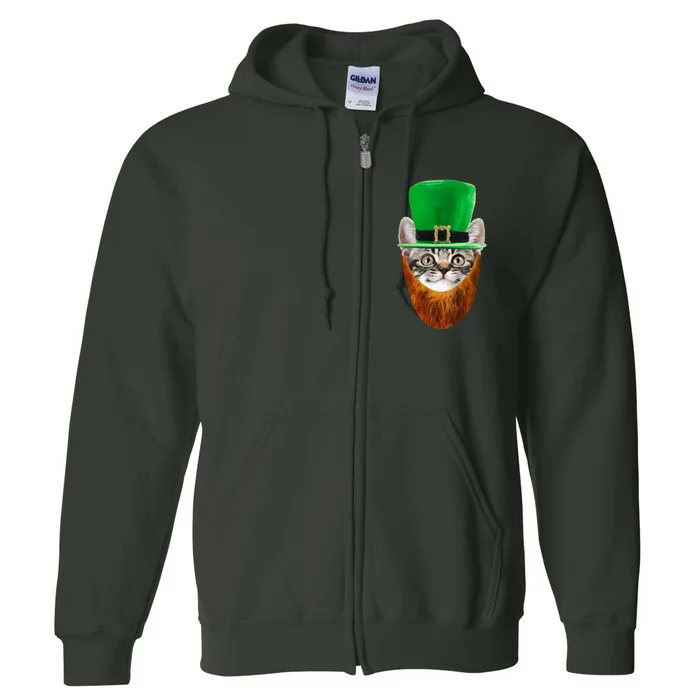 Happy St Catrick's Day Funny Cat Ginger Beard St Patrick's Day Full Zip Hoodie