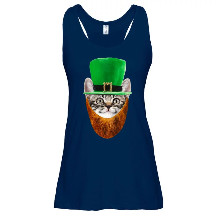 Happy St Catrick's Day Funny Cat Ginger Beard St Patrick's Day Ladies Essential Flowy Tank