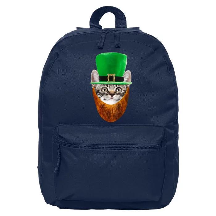 Happy St Catrick's Day Funny Cat Ginger Beard St Patrick's Day 16 in Basic Backpack