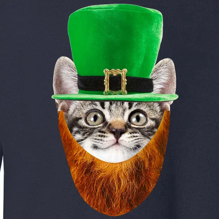 Happy St Catrick's Day Funny Cat Ginger Beard St Patrick's Day Toddler Sweatshirt