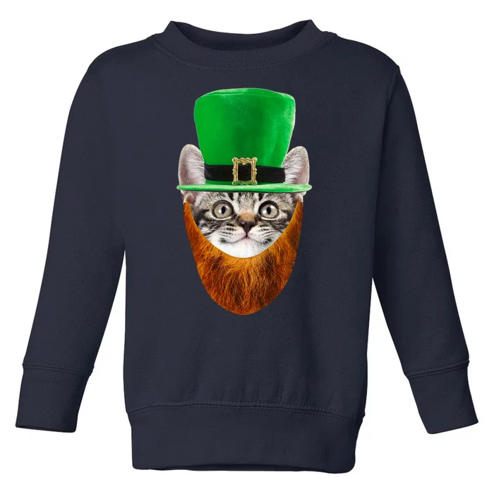 Happy St Catrick's Day Funny Cat Ginger Beard St Patrick's Day Toddler Sweatshirt