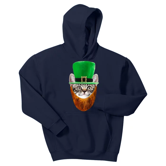 Happy St Catrick's Day Funny Cat Ginger Beard St Patrick's Day Kids Hoodie