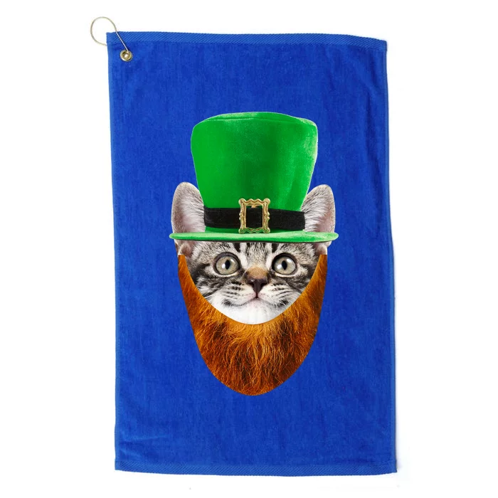 Happy St Catrick's Day Funny Cat Ginger Beard St Patrick's Day Platinum Collection Golf Towel