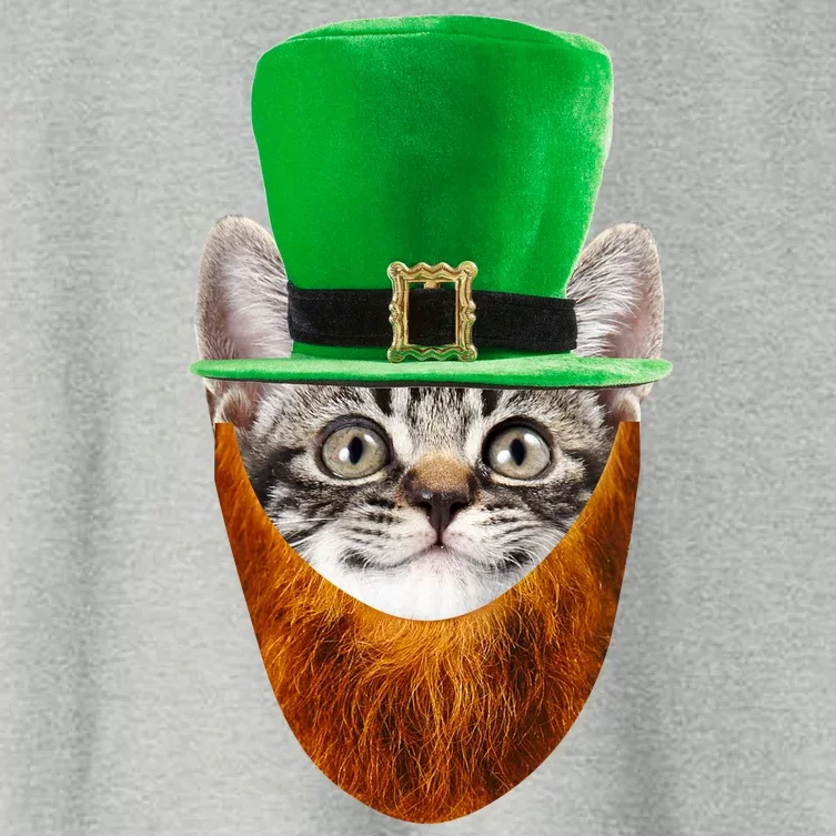 Happy St Catrick's Day Funny Cat Ginger Beard St Patrick's Day Women's Crop Top Tee